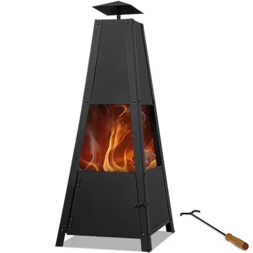 GARDEBRUK Feuerschale Terrassenofen für Draussen Metall mit Abdeckung Schürhaken Holz 102cm
