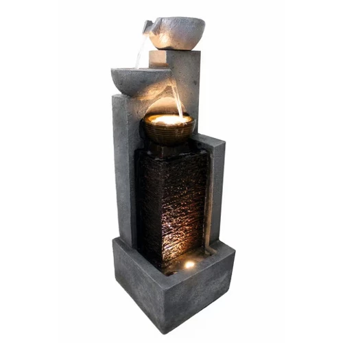 ARNUSA Gartenbrunnen Großer Springbrunnen mit Beleuchtung Kaskade Wasserfall Krüge 109cm Höhe