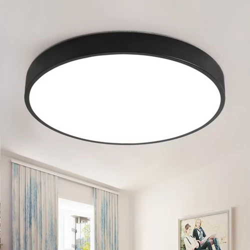 STYLE HOME LED Deckenleuchte Runde Deckenlampe aus Metall, Warmweiß 3000K ohne Fernbedienung 24W, Ø30, Schwarz